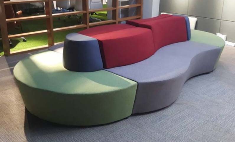 Modular S-Curved Multicolor Fabric Lounge Ottoman Sofa