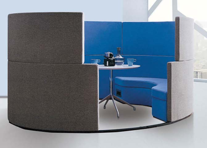 Semicircular Semi-Enclosed Acoustic Office Privacy Meeting Booth