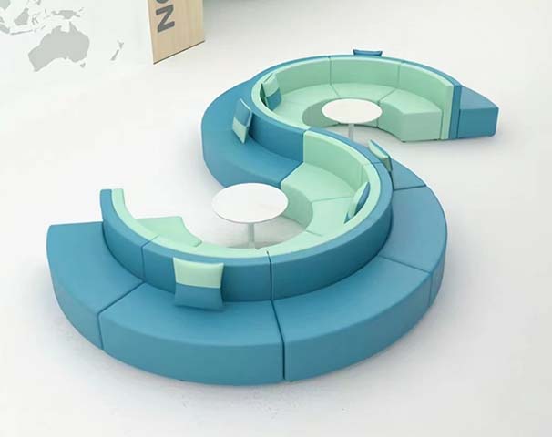 S-Shaped Modular Curved Sectional Lounge Sofa