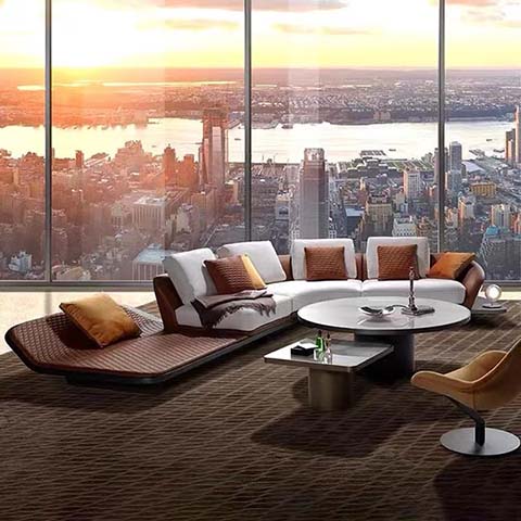 Luxury Low-Profile Modular Sectional Sofa with Left Chaise, Woven Frame, White Upholstery