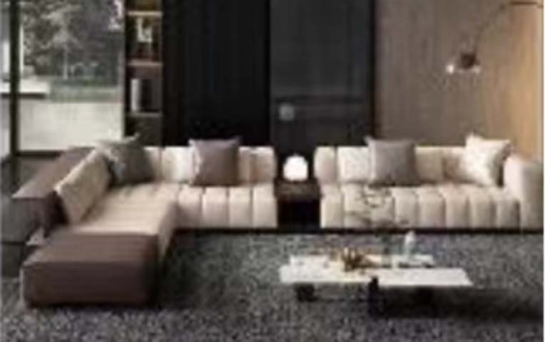 Two-Tone Beige Brown Channel-Tufted Modular L-Shaped Sectional Sofa with Left Chaise