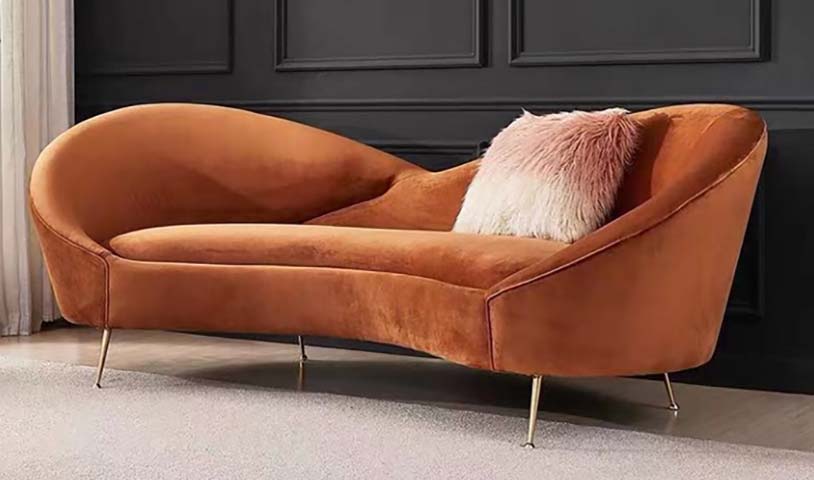 Contemporary Asymmetrical Curved Upholstered Chaise Lounge