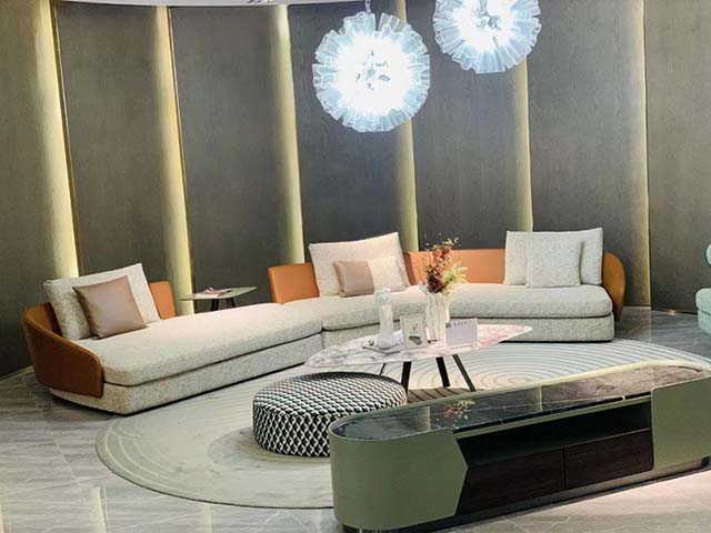 Curved L-Shaped Modular Sectional Sofa with Left Chaise