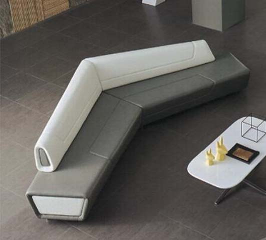 Modern Low-Profile Two-Tone L-Shaped Modular Sectional Sofa