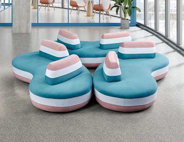 6-Seat Flower-Shaped Color-Block Modular Lounge Sectional Sofa