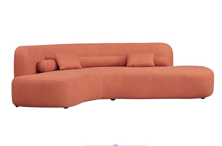 Terracotta Upholstered Curved Kidney Sectional Sofa