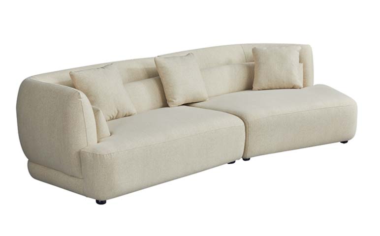 Cream Boucle Curved Armless Modular Sofa