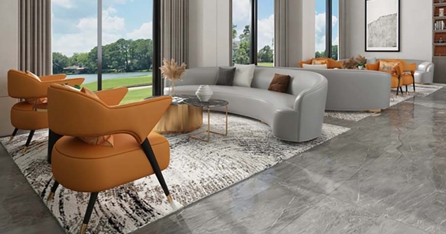 Light Gray Curved Modular Sectional Sofa with Flush Plinth Base