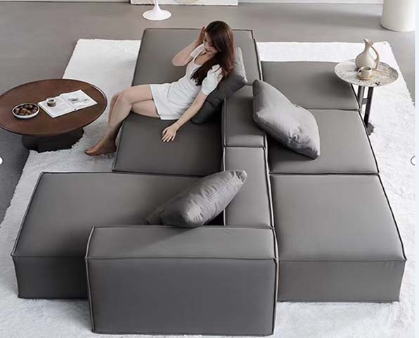 Modular Block Low-Profile L-Shape Sectional Sofa