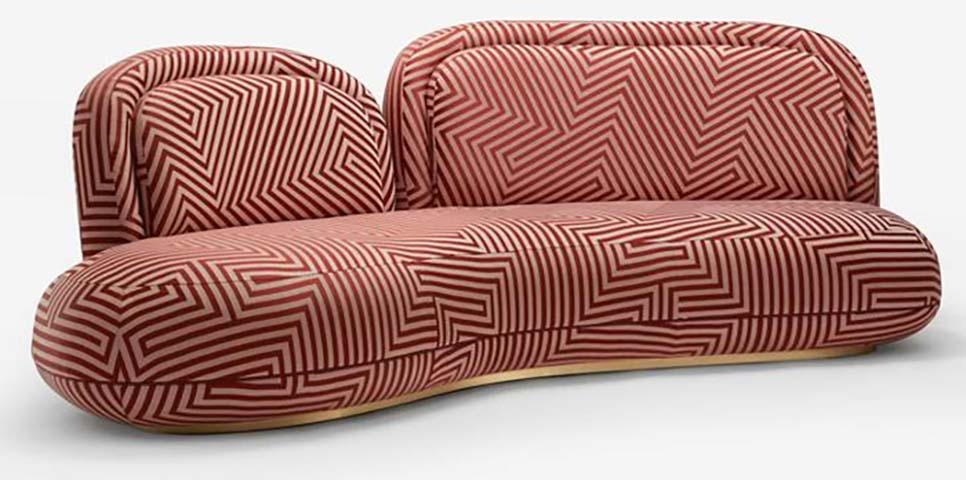 Organic Curved 2-Seater Upholstered Sofa