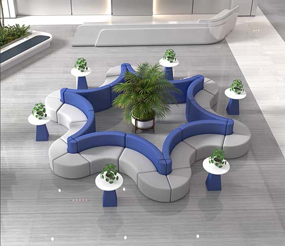Flower-Shaped Curved Modular Lobby Lounge Seating Set with Side Tables