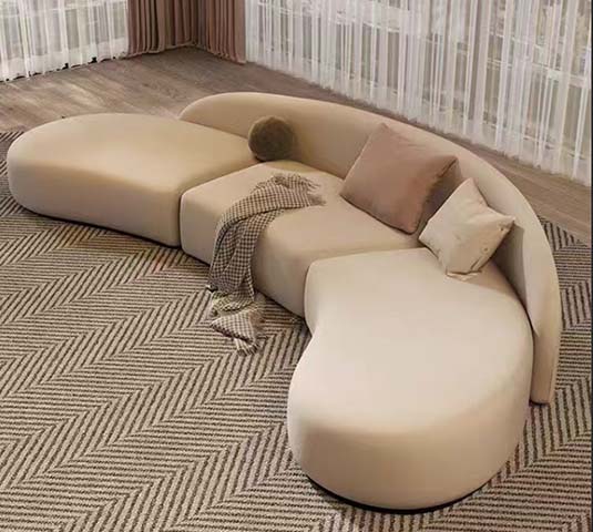 Curved Modular 4-Seater Upholstered Sofa