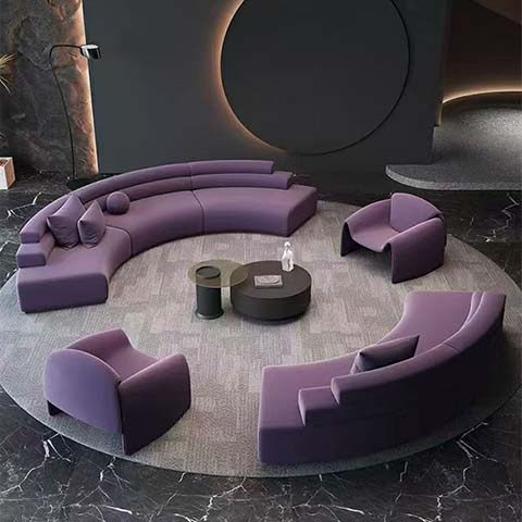 Modular Circular Curved Sectional Lounge Sofa Set with Accent Chairs