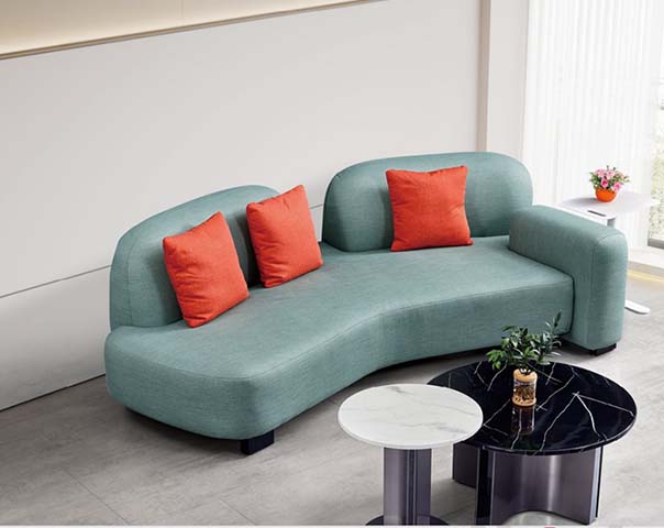 Light Teal Asymmetrical Curved Sectional Sofa