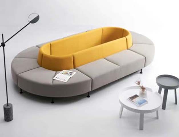 Dual-Facing Racetrack Modular Lounge Sofa