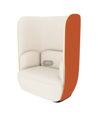 Two-Tone High-Back Privacy Lounge Armchair with Gold Trim