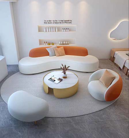 Curved Modular Reception Lounge Seating Set with Round Coffee Table