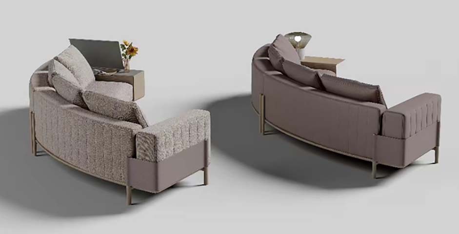 Contemporary Curved Upholstered Lounge Sofa