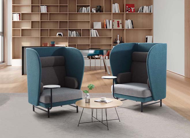 High-Back Privacy Lounge Chair with Integrated Side Table