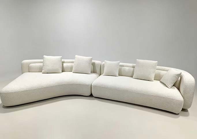 Curved Boucle Modular Sectional Sofa