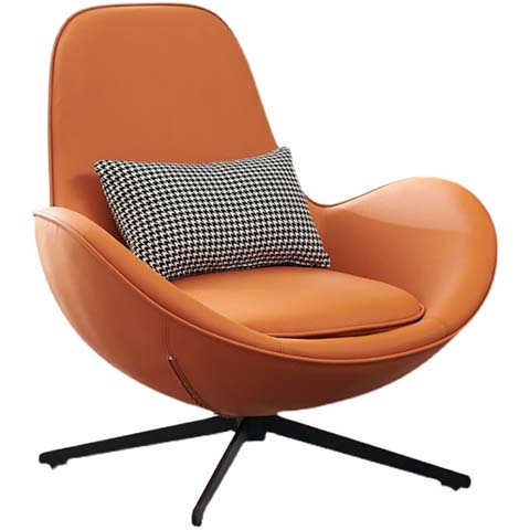 Upholstered Swivel Lounge Chair with Throw Pillow