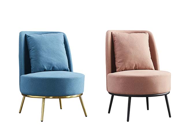Armless Curved Round Upholstered Accent Lounge Chair with Matching Throw Pillow