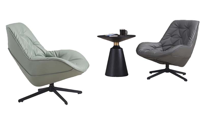 Armless Tufted 360&deg; Swivel Lounge Accent Chair with 4-Prong Stationary Metal Base