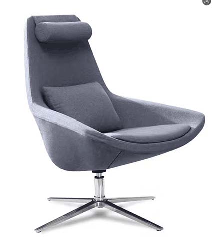 High-Back Upholstered Swivel Lounge Chair with 4-Star Base and Headrest