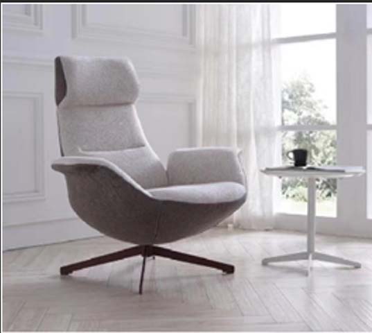 Two-Tone Upholstered High-Back Swivel Lounge Armchair