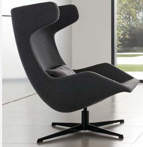 Armless Monocoque Dark Upholstered 4-Star Swivel Lounge Chair