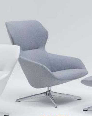 Armless Light Gray Upholstered Swivel Lounge Chair