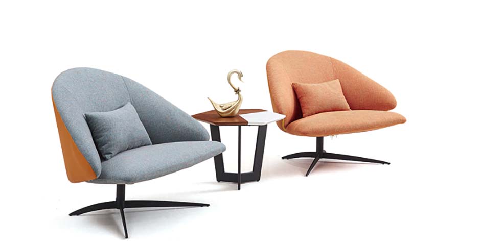 Modern Upholstered Swivel Lounge Chair with Matched Side Table Set