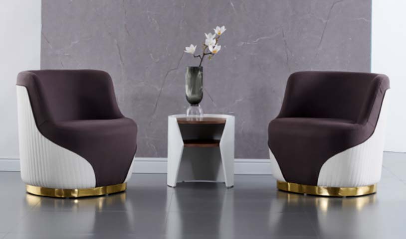 Two-Tone Velvet Swivel Barrel Accent Lounge Chair