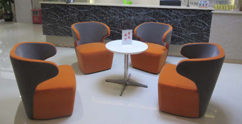 Two-Tone Armless Swivel Lounge Armchair, Orange and Grey