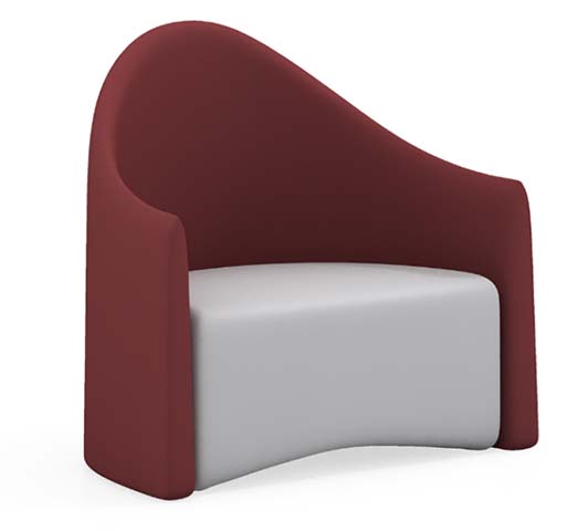 Two-Tone Asymmetric Curved Back Plinth Base Lounge Armchair