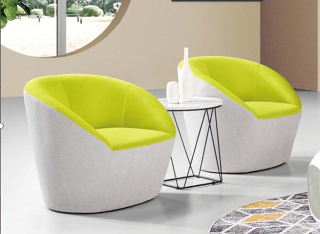 Two-Tone Upholstered Barrel Lounge Armchair