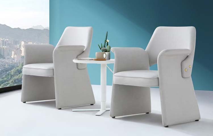Light Grey Upholstered Sculpted Lounge Accent Chair with Gold Accents