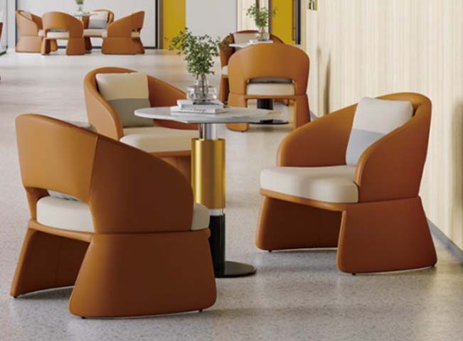 Two-Tone Upholstered Sculptural Lounge Armchair with Cutout Back