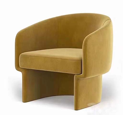 Mustard Yellow Velvet Curved Wrap Upholstered Lounge Armchair
