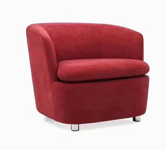 Red Upholstered Asymmetrical Barrel Accent Armchair
