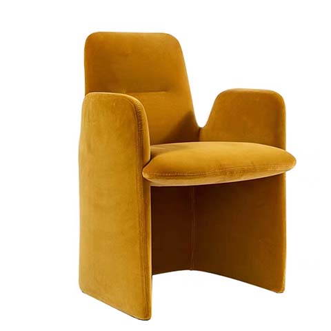 Mustard Yellow Velvet Monolithic Upholstered Accent Armchair
