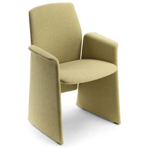 Monolithic Fully Upholstered Pistachio Fabric Dining Armchair