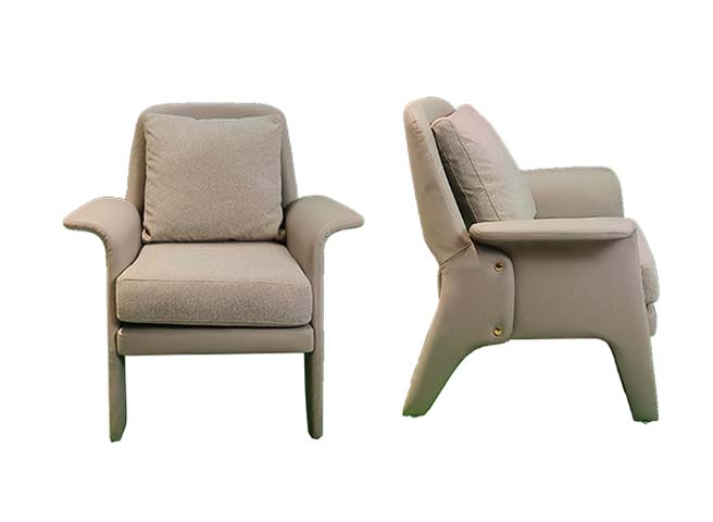 Two-Tone Upholstered Modern Accent Armchair with Gold Side Hardware
