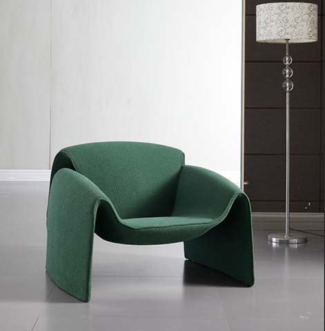 Dark Green Fabric Monolithic Shell Lounge Armchair