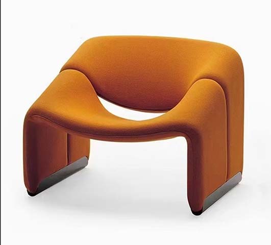 Caramel Fabric Monocoque Curved Lounge Chair
