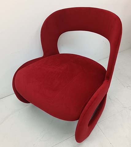 Deep Red Sculptural Loop-Back Upholstered Accent Lounge Chair