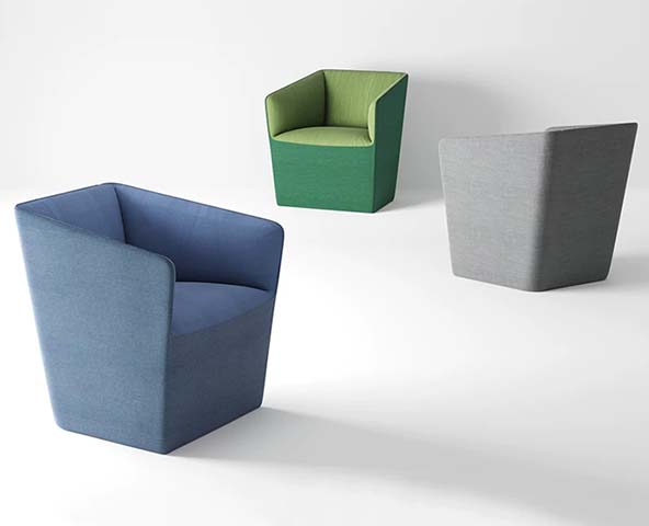 Fully Upholstered Compact Angular Tub Lounge Armchair
