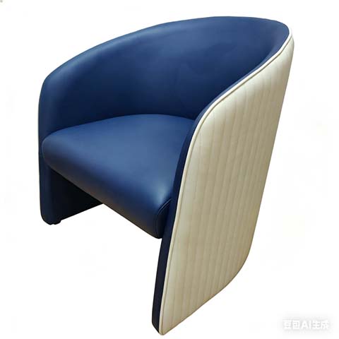 Two-Tone Channel-Quilted Cantilever Barrel Lounge Armchair