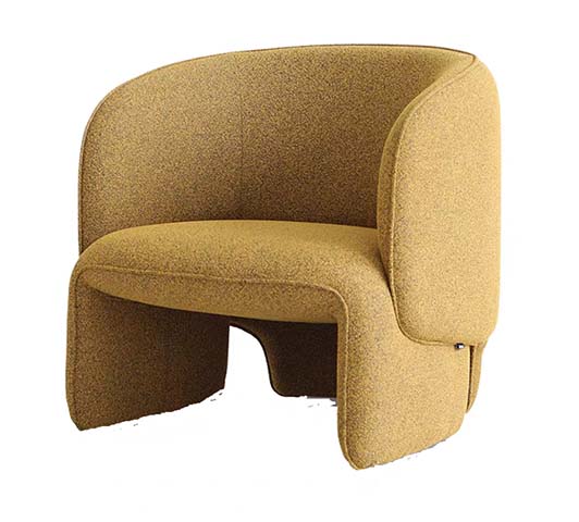 Mustard Boucle Asymmetrical Single-Arm Monolithic Lounge Armchair