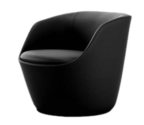 Black Upholstered Wrap-Around Bucket Lounge Armchair